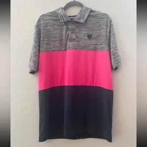 Atlas premier pink, gray and black golf Polo Shirt size large